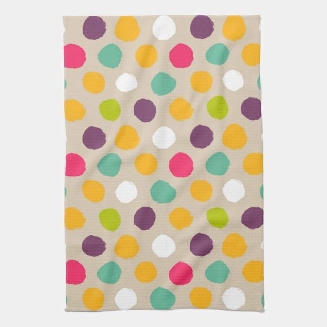 Hand-drawn polka dot pattern kitchen towel (Vertical)