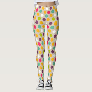 Hand-drawn polka dot pattern leggings