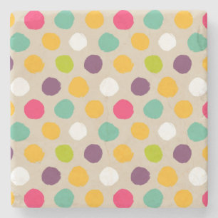 Hand-drawn polka dot pattern stone coaster