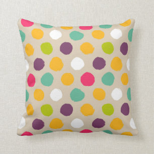 Hand-drawn polka dot pattern throw pillow