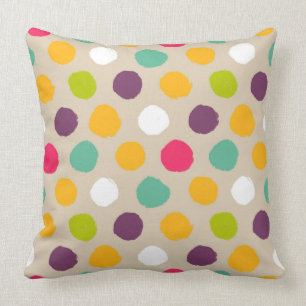 Hand-drawn polka dot pattern throw pillow