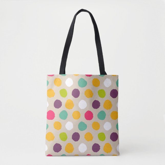 Hand-drawn polka dot pattern tote bag (Front)