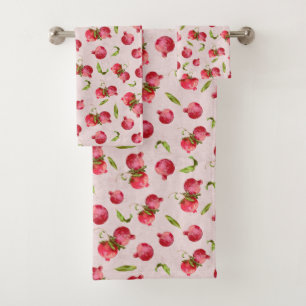 Hand Drawn Pomegranate Botanical Illustration Bath Towel Set