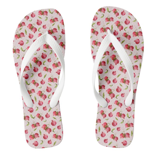 Hand Drawn Pomegranate Botanical Illustration Flip Flops (Footbed)