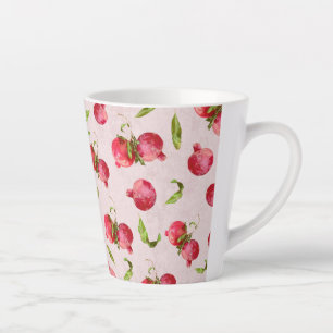 Hand Drawn Pomegranate Botanical Illustration Latte Mug