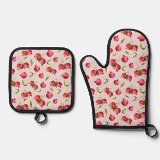 Hand Drawn Pomegranate Botanical Illustration Oven Mitt & Pot Holder Set