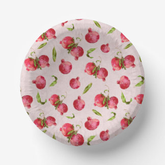 Hand Drawn Pomegranate Botanical Illustration Paper Plate