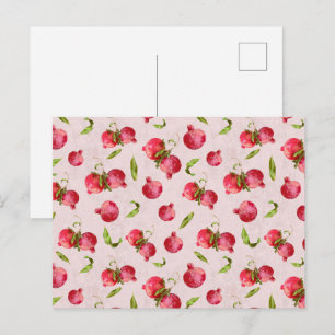 Hand Drawn Pomegranate Botanical Illustration Postcard