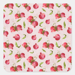 Hand Drawn Pomegranate Botanical Illustration Square Sticker