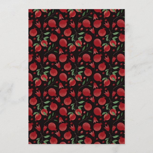Hand-drawn Pomegranate Fruits Seamless Pattern Invitation (Front)