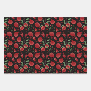 Hand-drawn Pomegranate Fruits Seamless Pattern Wrapping Paper Sheet