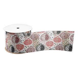 Hand Drawn Pomegranate Pattern ID491 Satin Ribbon