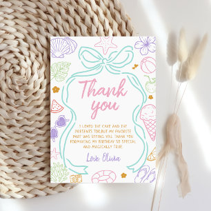 Hand Drawn Pool Party Birthday Thank You Card