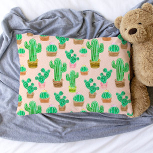 Hand Drawn Potted Cactus Pattern Pillowcase