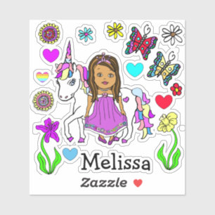 Hand Drawn Princess and Unicorn and Name