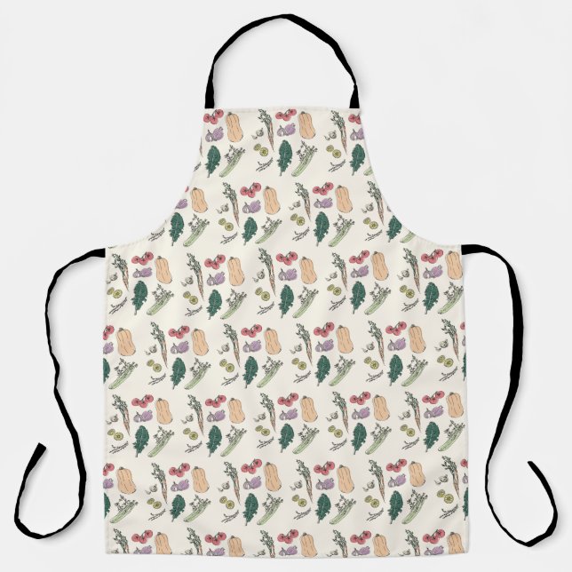 Hand Drawn Produce All Over Print Apron (Front)