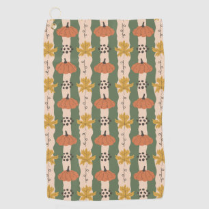 Hand Drawn Pumpkin & Leaf Pattern Golf Towel