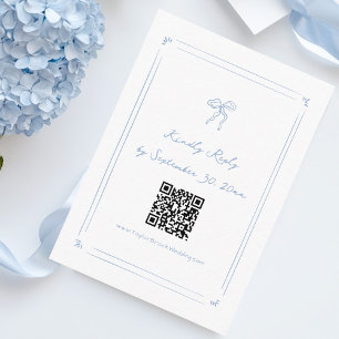 Hand Drawn Quirky Dusty Blue Wedding RSVP Qr Code Enclosure Card