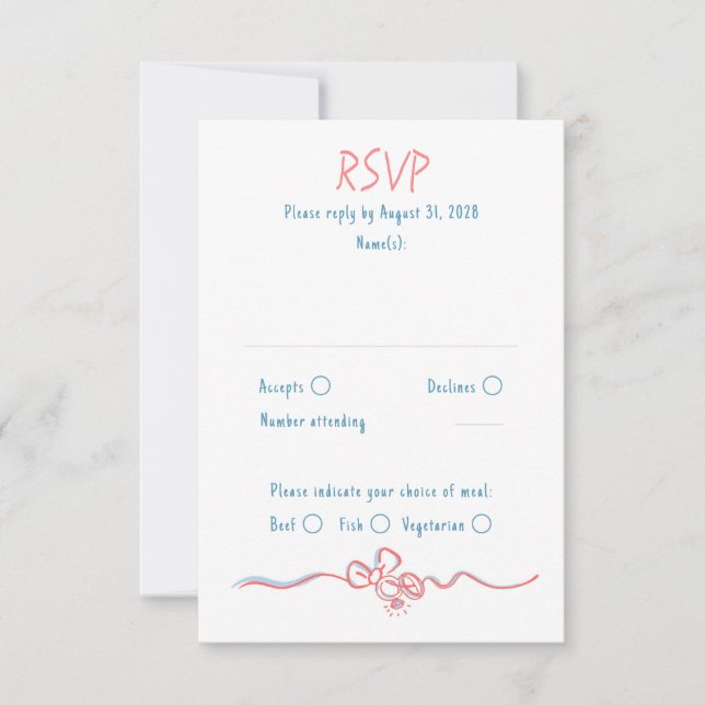 Hand Drawn Quirky Funky Wedding RSVP Card (Front)