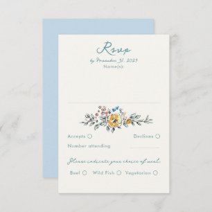 Hand Drawn Quirky Funky Wedding RSVP Card