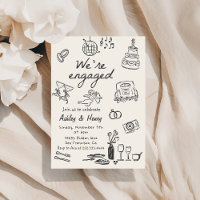 Hand Drawn Quirky Wedding  Engagement Party