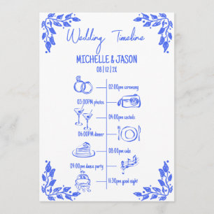 Hand Drawn Quirky Wedding Itinerary Schedule Program