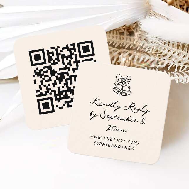 Hand Drawn Quirky Wedding RSVP Qr Code Enclosure Card (Creator Uploaded)