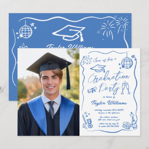 Hand Drawn Quirky Whimsy Doodles Graduation Photo Invitation