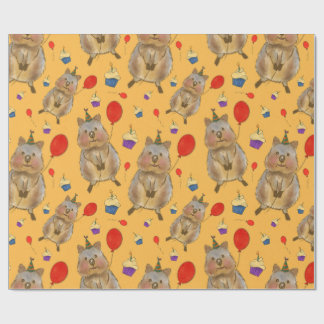 Hand Drawn Quokka Birthday Wrapping Paper