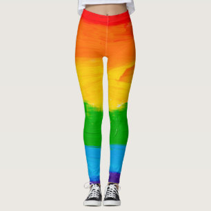 Hand Drawn Rainbow Leggings – Colorful Artistic 