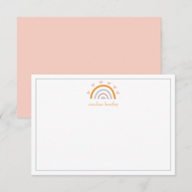 Hand Drawn Rainbow Personalized Note Cards (Front/Back)