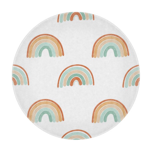 Hand-drawn rainbows: pastel seamless pattern. cutting board (Front)