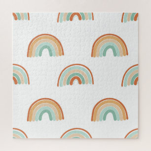 Hand-drawn rainbows: pastel seamless pattern. jigsaw puzzle
