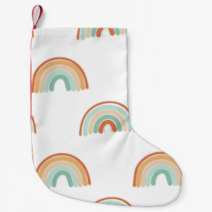 Hand-drawn rainbows: pastel seamless pattern. small christmas stocking