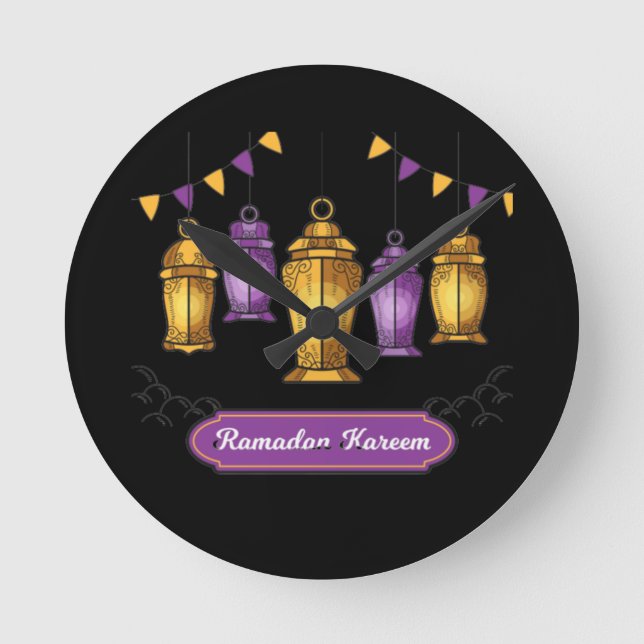 hand-drawn-ramadan-kareem- T-Shirt Keychain Round Clock (Front)