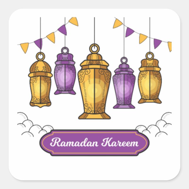 hand-drawn-ramadan-kareem- T-Shirt Keychain Square Sticker (Front)
