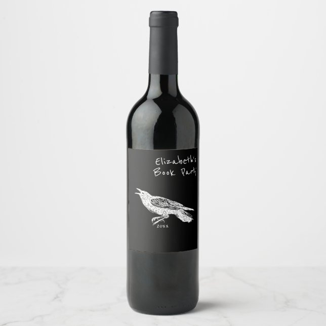 Hand-Drawn, Raven Wine Label (Front)