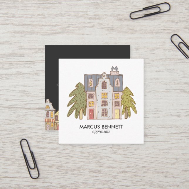 Hand Drawn Real Estate Appraiser Business Card (Front/Back In Situ)