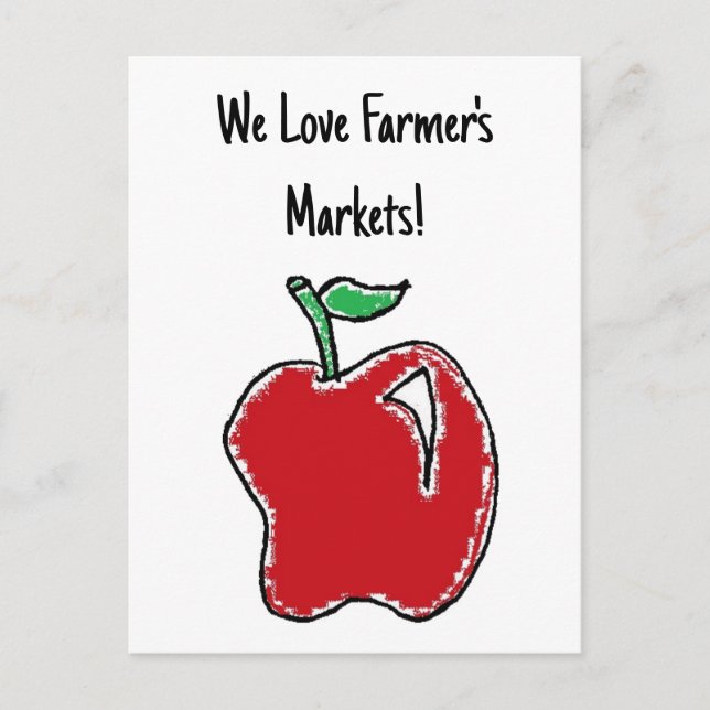 Hand-drawn Red Apple Fruit Cartoon Postcard (Front)
