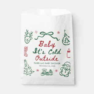 Hand Drawn Red Baby It's Cold Outside Baby Shower Favour Bag