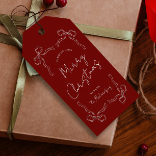 Hand Drawn Red Bow Whimsical Unique Christmas Gift Gift Tags