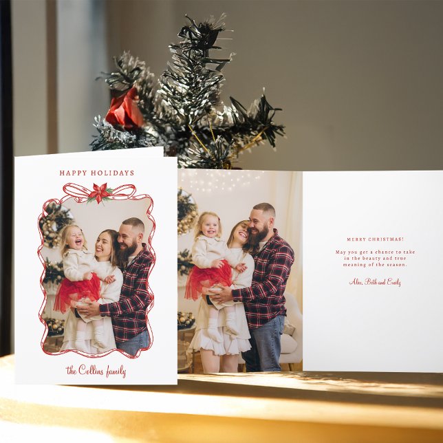 Hand-Drawn Red Christmas Photo Frame Holiday Card (Creator Uploaded)