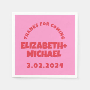 Hand drawn Red Pink Funky Wedding Napkin