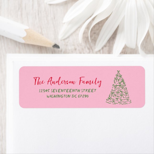 Hand Drawn Red Pink Green Ribbons Tree Christmas (Insitu)
