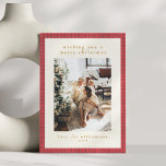 Hand Drawn Red Plaid Modern Family Christmas Photo Holiday Card<br><div class="desc">Celebrate the season with this warm and festive holiday card featuring a hand-drawn red plaid border,  elegant serif text,  and space for two custom photos. A cozy and classic Christmas design that’s perfect for families and pet lovers alike.</div>