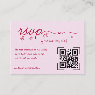 Hand Drawn Red Scribble Quirky QR Code RSVP  Enclosure Card