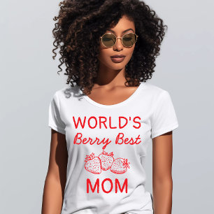 Hand Drawn Red Strawberry Best Mom Mother's Day T-Shirt