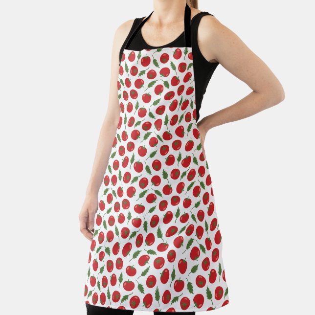 Hand Drawn Red Tomato Pattern Apron (Insitu)