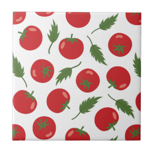 Hand Drawn Red Tomato Pattern Tile