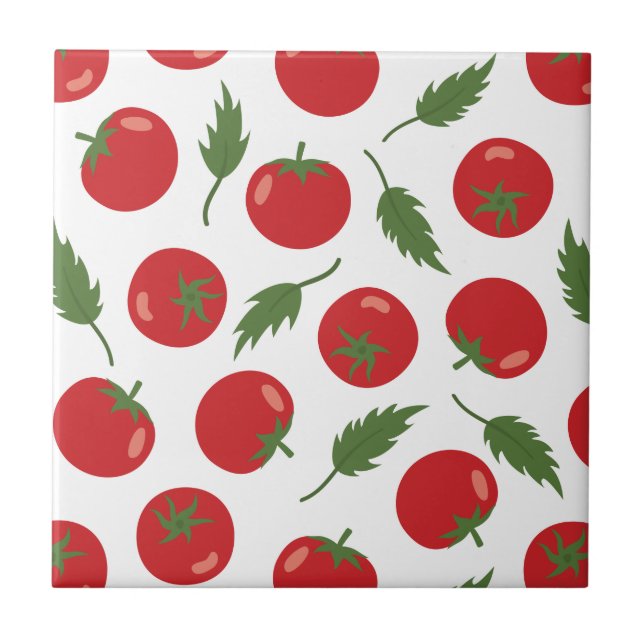 Hand Drawn Red Tomato Pattern Tile (Front)